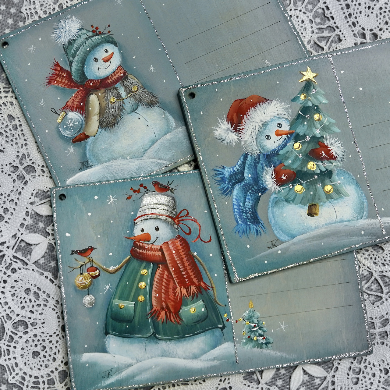 Мастер-класс Снеговики на открытках