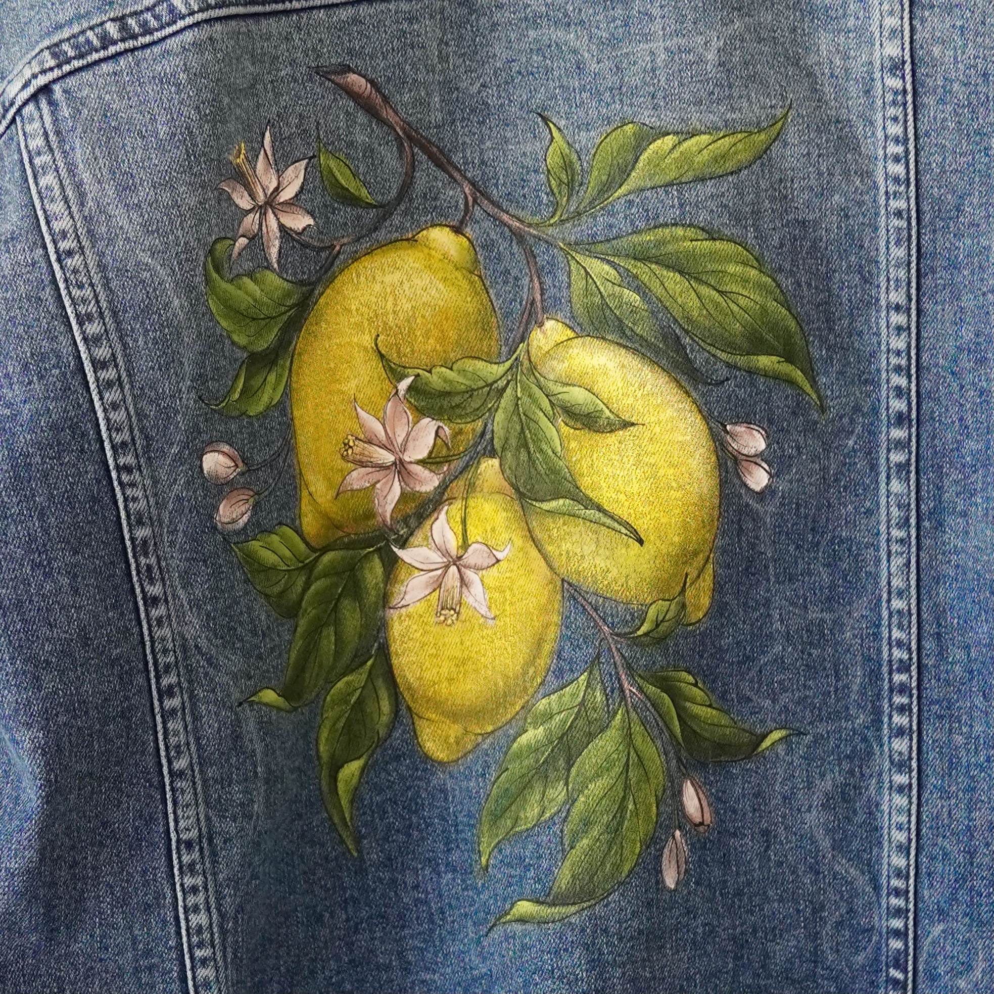 Роспись по ткани «Лимоны»